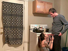 thankful wife gives blow-job since hubby cooked dinner