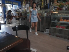 The Cafe Waitress Ameena Greene gets Creampied