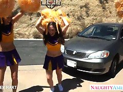 Hot cheerleader Presley Hart fuck outdoors
