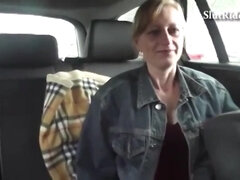 Large-Breasted Czech Mom Shows Her Cunt in the Car