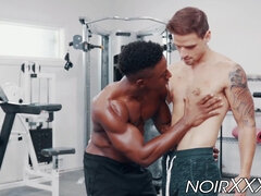 Handsome dude seduced and fucked by his muscular black trainer
