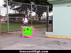 Kharlie Stone gets a hard fucking after school with a cumshot finish