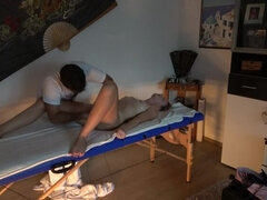 Massage parlor hidden camera - Horny milf goes crazy for dick