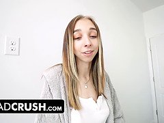 Busty step daughter Breezy Bri Wants Stepdad's big cock for her sexual cravings - POV blowjob, pussy licking, and creamp
