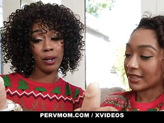 StepSiblings Sarah Lace & Misty Stone share Christmas Presents & Bodies in PervMom Threesome
