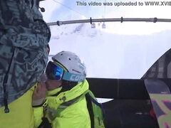 4K Public cumshot on mouth in ski lift Part 1, 2