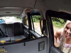 Reality sex in Fake Taxi Car: POV sex with blonde cougar cowgirl - cumshot for European MILF