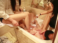 asian sole worship-two princess domination in the bathtub