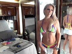Solo Webcam Show - Amateur muscled MILF in bikini on vacation