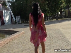 Russian MILF Lada - Naughty walking naked on public