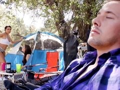 FFM threesome in a camping tent with Jojo Kiss and Karlee Grey