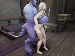 Blonde sorceress enjoys massive blue cock - World of Warcraft spoof