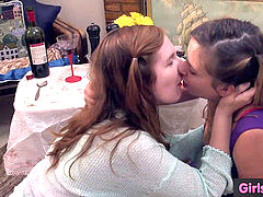 fur covered lesbo Darcy makes out with huge-boobed Christina