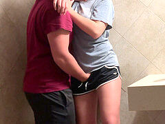 college students almost get caught boning in the library shower!!!