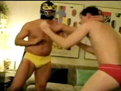 Submissive jobber dominated repeatedly in gay wrestling action