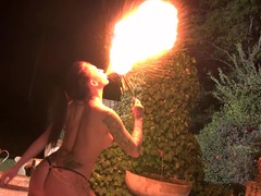 Flaming Hot Pussy: Sexy Pyromaniac Plays With Fire