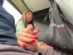 Cock flashing on a crowded bus: a surprised teen blew me