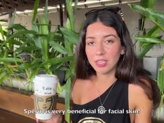 Cum on Her Face at Starbucks - Public Toilet Blowjob with Katty West