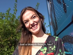 Amateur, Blowjob, Brunette, European, Outdoor, Pov, Tattoo, Tits