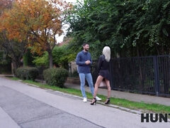 Hunt for a hot Hungarian girl & watch her get picked up & fucked hard by her man while his cuckold watches in despair