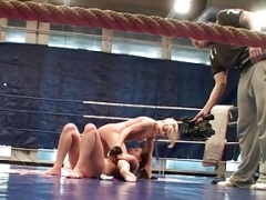 Alluring european wrestles on the floor