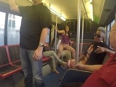 Public fuck on the back of the bus as riders watch