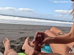 Masturbation and Blowjob on a Nude Beach - Wild Public Fun with Onlookers Nearby!