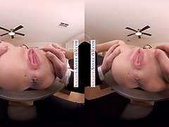 Gianna Grey, the busty employee, waits for your break & rides your hard cock in virtual reality