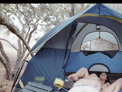 Lesbian camping sex from hot Aidra Fox and Charlotte Stokely