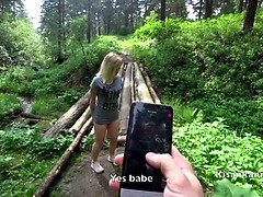 I have fun with my wife in the city park of lovense! xxx, squirt in public