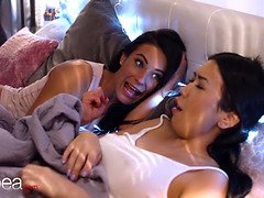 Pillow fighting lesbian brunettes, Alina Crystall