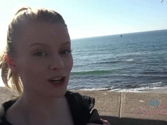 Beach, Big ass, Daddy, Fingering, Girlfriend, Outdoor, Petite, Public