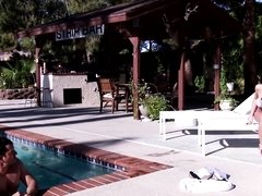 Shawna Leneé bangs her friend's husband by the pool