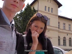 Young Czech couple pays for sex in cash in public with Lavventurosa Denisse & Felice