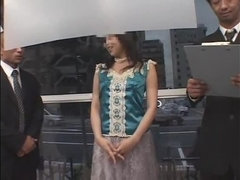 Beauteous Japanese female in public place