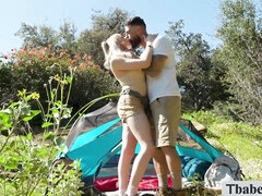 Shemale camper gets ass pounded in the camping site