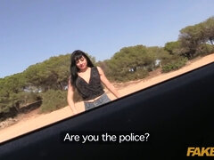 British cop with massive tits gets her ass drilled in a Spanish hotel