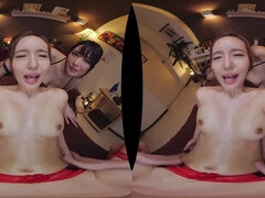 POV VR threesome hardcore with Japanese babes - Big natural tits
