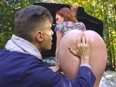 Anal, Big cock, Big tits, Car, Creampie, Cumshot, Natural tits, Teen