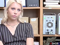 Angry blonde teen makes a big problem in the store