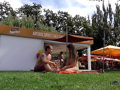 Check out this stunning Czech teen getting her tight ass drilled for cash in public park