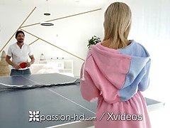 Over Confident Blonde Babe Loses Ping Pong