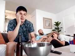 Kenzie Love fucks with a bearded man next to a stepson