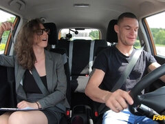 Naughty Nerd MILF Instructor Fucks Her Student Outdoors in Driving School Sex scene