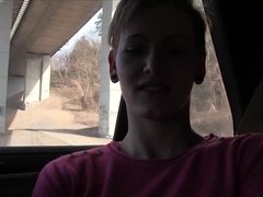 Blowjob, Car, Cumshot, Money, Outdoor, Pov, Public, Short hair