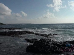 Amateur, Plage, Brunette brune, Doigter, Nue, De plein air, Pov, Nénés