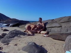 Amateur, Beach, Big ass, Blonde, Couple, Homemade, Public