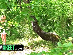 Blonde Sassy caught masturbating in woods & fucked hard by random strangers