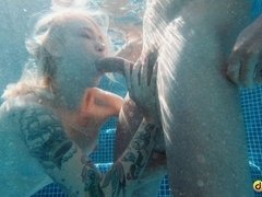 Blonde, Doggystyle, Handjob, Natural tits, Outdoor, Pool, Tattoo, Teen