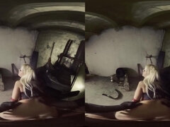 Joker Cosplay - Blonde Girl Rides Dick - Big tits in POV VR